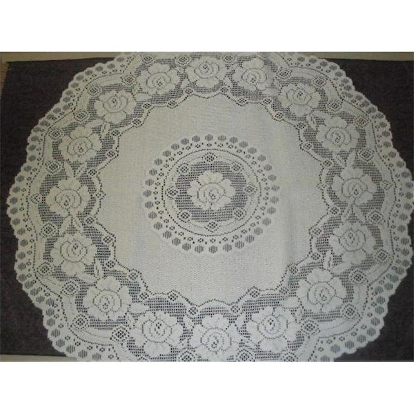 Tapestry Trading Tapestry Trading 652I36 36 in. European Lace Table Topper; Ivory 652I36 - main